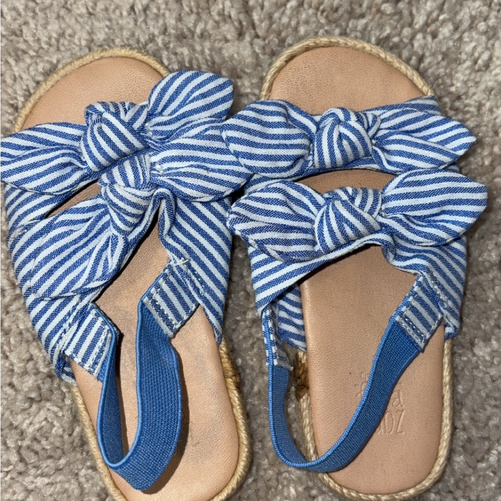 Zara Blue and White Striped Knot Toddler Sandals